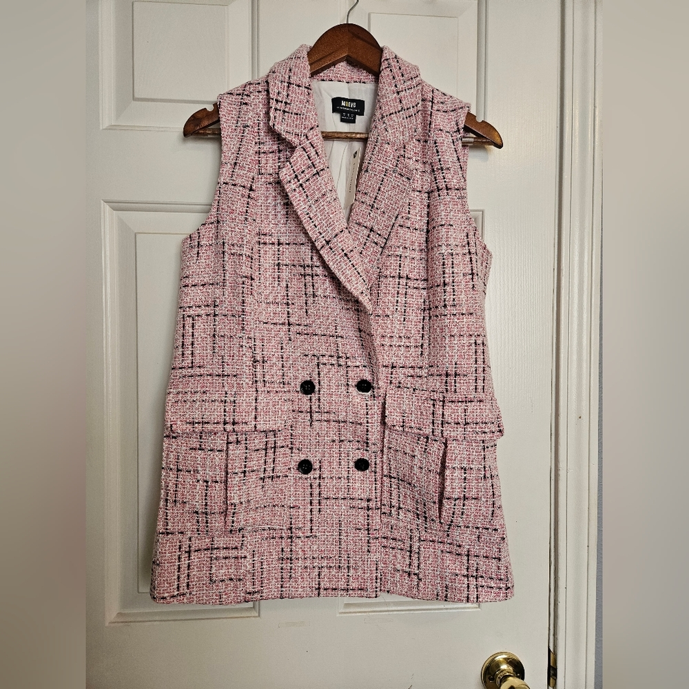 Maeve Pink Tweed Vest Anthropologie